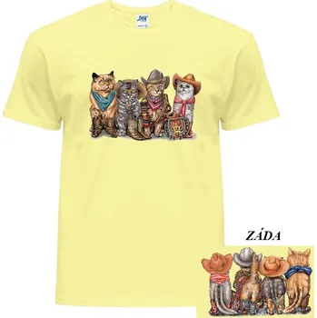 Pánské tričko bavlnene_panske_vtipne_tricko_potisk_kovboj_kocky Barva: Light yellow neo - pastelově žlutá, velikost: XL