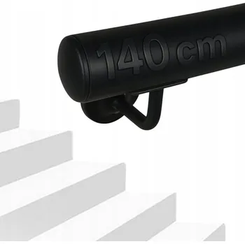 Zábradlí Černá nástěnná tyč SCHODIŠŤOVÁ Sada Ocel Zábradlí na schody 100 cm