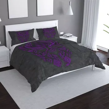 Povlečení Sablio Povlečení BLACK PANTHER wakanda forever Fialový - 140x220 / 90x70