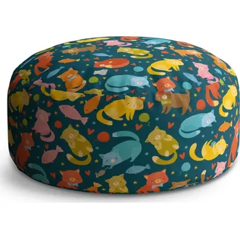 Taburet Sablio Taburet Circle Kočky s rybkami: 38x48 cm