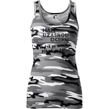 Dámské tričko Mám úžasnou dceru - Dámské Maskáčové tílko - S ( Šedý maskáč )