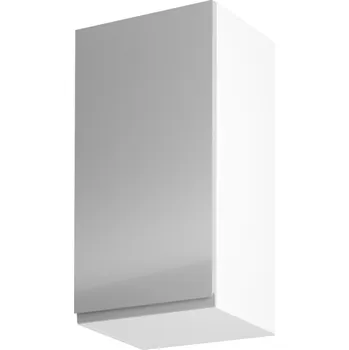 Obývací stěna Horní skříňka, bílá / šedý extra vysoký lesk, levá, AURORA G40