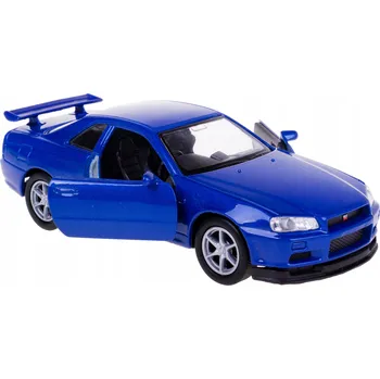 autíčko NISSAN SKYLINE GT-R (R34) MODEL KOVOVÝ WELLY 1:34/39 MODRÝ