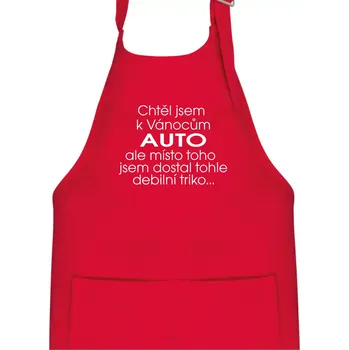 Kuchyňská zástěra Chtěl jsem k Vánocům auto - Dětská zástěra na vaření - Univerzální velikost ( Červená )