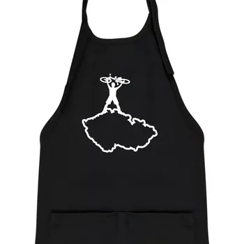Kuchyňská zástěra Mapa ČR - cyklista na prsou - Dětská zástěra na vaření - Univerzální velikost ( Černá )
