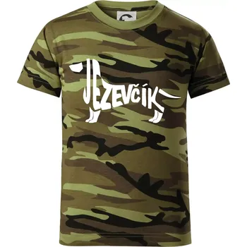 Jezevčík - CZ - Dětské maskáčové triko - 146 cm/10 let ( Zelený maskáč )