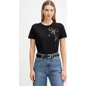 Dámské tričko Bavlněné tričko Twinset dámské, černá barva, 252TT2312 99X, vel. S