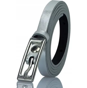 Opasek PÁSEK 105 cm DÁMSKÝ stříbrný DO ŠATŮ Úzký Kožený