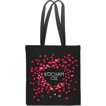 Obraz BAVLNĚNÁ TAŠKA černá Valentýn srdce miluji lásku dárek TT_885