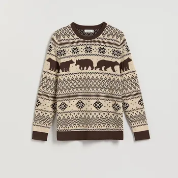 Pánský svetr Reserved - Svetr s vánočním motivem - tělová - 170HI-02P - 170HI-02P-XXL