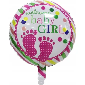 Balónek Fóliový balónek "Welcome baby GIRL", kulatý, VÍTÁNÍ MIMINKA, BABY SHOWER