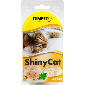 Krmivo pro kočku Gimpet ShinyCat tuňák+krevety+maltóza 2x70g (16x)