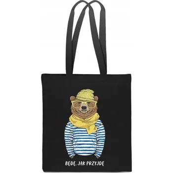 Obraz BAVLNĚNÁ TAŠKA černý medvídek hipster humorný dárek vtipný TT_911