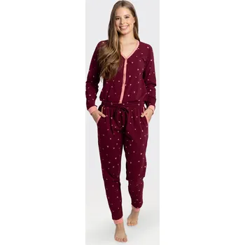 Dámské pyžamo Dámský overal sangria hearts S - červená