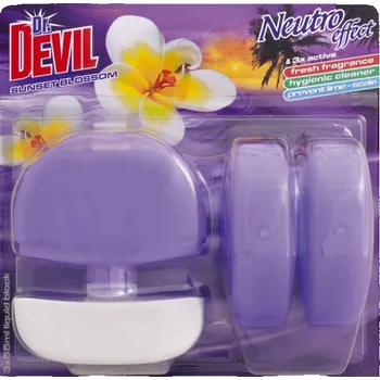WC čistič Dr. Devil 3v1 Sunset Blossom tekutý WC blok, košíček + náplň 3× 55 ml IDDRZEX09431