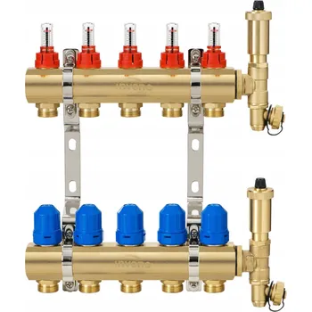 rozdělovač topení INVENA Mosazný rozdělovač podlahového topení PROV PLUS, 15 okruhů