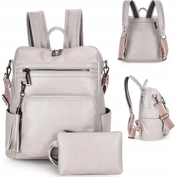 Městský batoh ELEGANTNÍ DÁMSKÝ BATOH 2V1 S KABELKOU Z PU KŮŽE, MĚSTSKÝ BATOH NA VÝLET NEBO DO PRÁCE