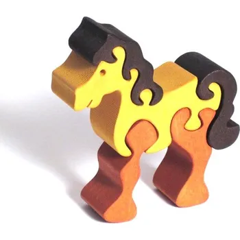 Fauna Dřevěné vkládací puzzle z masivu malý kůň hnědý