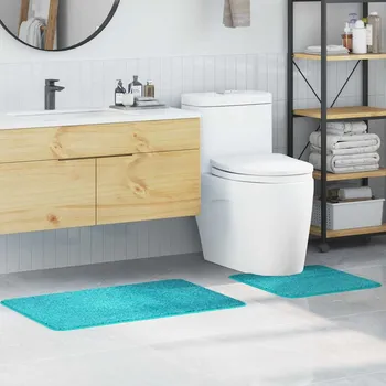 Koupelnová předložka Sada protiskluzových koupelnových rohoží 2 pcs Tyrkysová PP