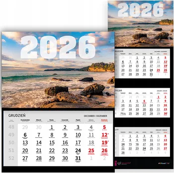 Obraz Trojdílný kalendář na rok 2026 nástěnný do kanceláře – krajina, příroda, Kalifornie