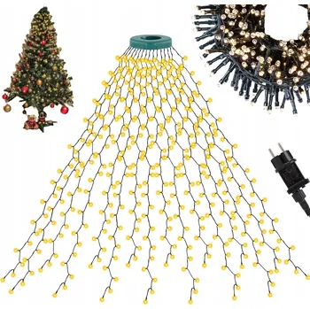 Vánoční dekorace VÁNOČNÍ OSVĚTLENÍ NA STROMEČEK LED s KRUHEM pro UPEVNĚNÍ ZEVNITŘ/ZVENKU na Stromek, Teplá Bílá