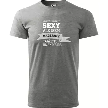 Pánské oblečení Sablio Tričko s potiskem Nechtěl jsem být sexy, ale jsem kadeřník - šedé XL