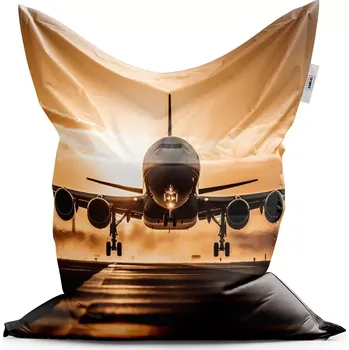 Sedací pytel Sablio Sedací vak Letadlo přistávající při západu slunce - 150x100 cm