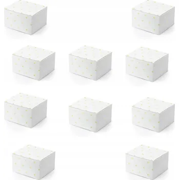 Dárková krabička Bílá krabička se zlatými srdíčky na mýdlo a svíčky, 10 ks 6x3,5x5,5cm