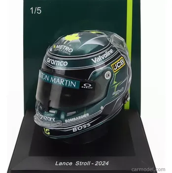 autíčko Spark-model Bell helmet Casco Helmet F1 Lance Stroll Team Aston Martin Aramco Cognizant N 18 Season 2024 1:5 Zelená