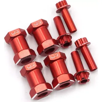 RC náhradní díl Yeah Racing Hliníkový Hex adaptér 20mm offset pro 12mm HEX, 4ks, červený