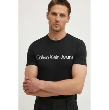 Pánské oblečení Bavlněné tričko Calvin Klein Jeans J30J322552 černá 99X, vel. XXL