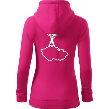 Dámská mikina Mapa ČR - cyklista na prsou - Dámská mikina trendy zipper s kapucí - L ( Purpurová )