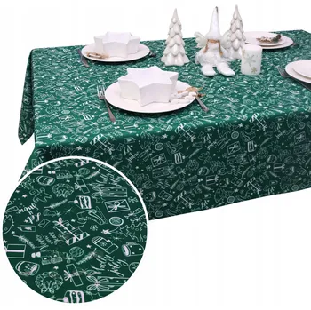 ubrus Obrus Świąteczny BN25 - Zeleň 283-5 Odolný proti skvrnám 300x140 Vánoční ubrus
