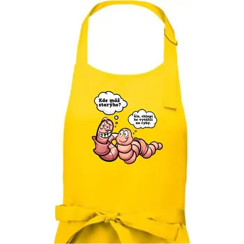 Kuchyňská zástěra Žížaly na rybách - Dámská zástěra na vaření - Univerzální velikost ( Žlutá )