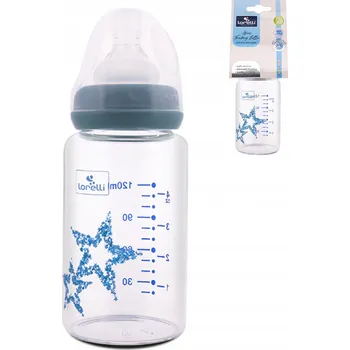 Skleněná kojenecká láhev 120 ml, antikoliková Lorelli