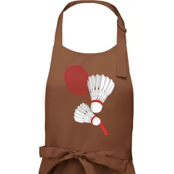 Kuchyňská zástěra Badminton - pálka a košík - Pánská zástěra na vaření - Univerzální velikost ( Kakaová )