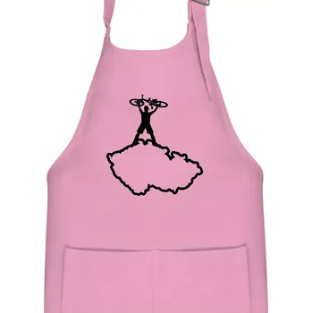 Kuchyňská zástěra Mapa ČR - cyklista na prsou - Dětská zástěra na vaření - Univerzální velikost ( Růžová )