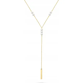 Náhrdelník ZLATÝ ŘETÍZEK Dámský NÁHRDELNÍK pr. 585 Kravata Perla a kuličky 14k