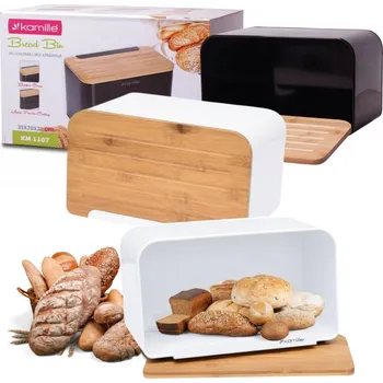 chlebník Chlebník s prkénkem Kamille béžový, bílý ocel