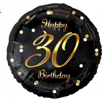 Balónek Id_5463 FÓLIOVÝ BALÓNEK 30 ČERNÝ ZLATÝ 45 cm KULATÝ BALÓNKY DORT
