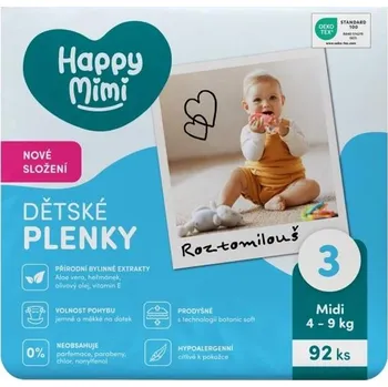 Plenkové kalhoty Happy Mimi Dětské plenky JUMBO 3 Midi, 92 ks