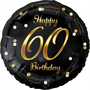 Balónek Id_5472 FÓLIOVÝ BALÓNEK 60 ČERNÝ ZLATÝ 45 cm KULATÝ BALÓNKY DORT