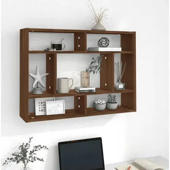 police Nástěnná police, hnědý dub, 75x16x55 cm