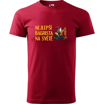 Pánské oblečení Sablio Tričko s potiskem Nejlepší bagrista na světě - červené M