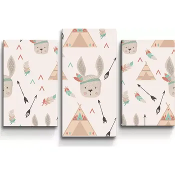 Obraz Sablio Obraz - 3-dílný Zajíček indián - 75x50 cm