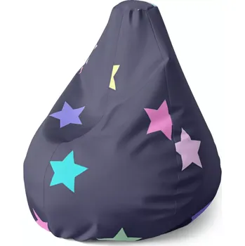 Sedací pytel Sablio Sedací vak Pear Hvězdy na modré - 140 x 100 x 25 cm