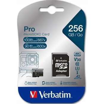 Paměťová karta Paměťová karta Micro SDXC Verbatim Pro U3 256GB