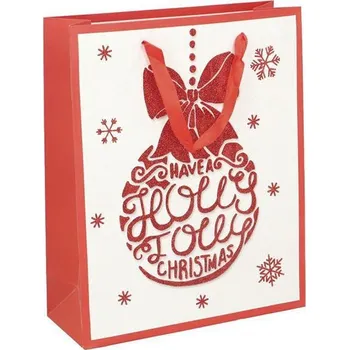 Dárková taška Dárková vánoční taška motiv Ozdoba s třpytkami 25,5x31x10cm IDDRZEX03743