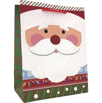 Dárková taška Dárková vánoční taška motiv Santa s třpytkami 18x23x10cm IDDRZEX05851