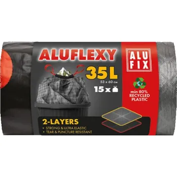Pytle na odpadky Alufix pytle na odpad, zatahovací, 28µ , 53 x 60 cm, 35 l, 15 ks IDDRZEX11671